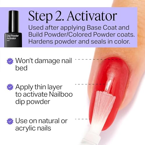 Nailboo Dip Powder Liquid Set with Base Top Coat & Activator - Long-Lasting Manicure Kit