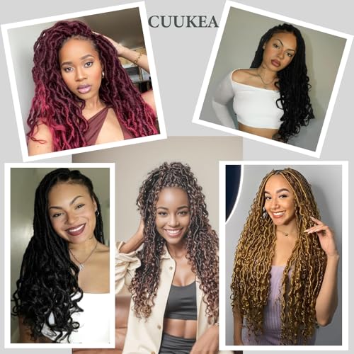 Deep Faux Locs Crochet Hair 24 Inch - Black to Blonde Goddess Locs 8 Packs