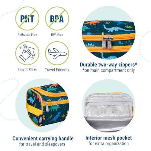 Wildkin Kids Toiletry Bag for Boys and Girls - Jurassic Dinosaurs Travel Organizer