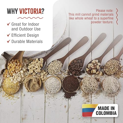 Victoria Manual Cast Iron Grain Mill 2400g with High Hopper - Durable Hand Grinder