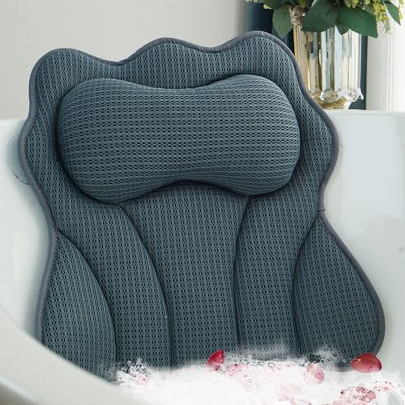 Bath Pillows for Tub ? Luxury Bath Pillow & Bathtub Pillow with 6 Strong Suction Cups, Soft Cushion for Head and Neck Support, Relaxing Bath Accessories for Women (Gray)