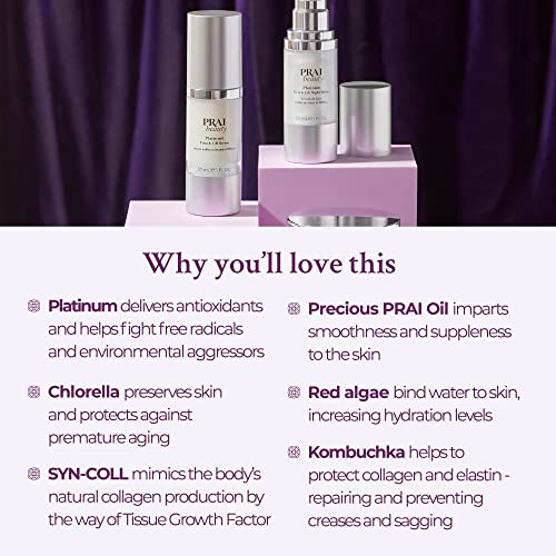 PRAI Beauty Platinum Firm and Lift Serum, Anti-Aging Face Serum for Instant Face Lift, Nourishing and Hydrating Serum, Vegan, Cruelty-Free, 1 Fl oz
