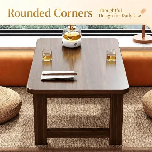 Japanese Folding Floor Coffee Table - 31.5 x 19.7 x 11.8 Inch Wooden Bento Style