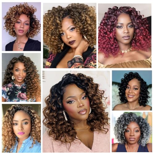 Pre Looped Ocean Wave Crochet Hair 8 Inch - 8 Packs, Natural Curl
