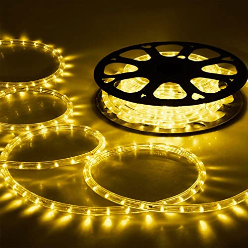150ft Outdoor LED Rope Lights - Warm White, Connectable & Waterproof with 8 Modes