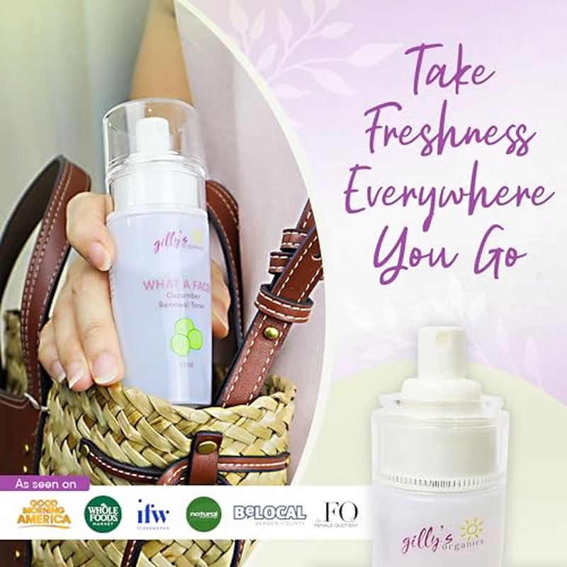 Made in USA Cucumber & Witch Hazel Toner Spray for Face ? Gilly¡¯s Organics Natural Astringent with Aloe & Tea Tree ? Pore Minimizer, Acne Mist, Hydrating Primer & Moisturizer, 3 fl oz
