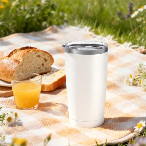 20-Pack Stainless Steel Insulated Travel Tumblers 20oz White Gift Set