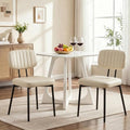 Set of 2 Dining Chairs with Waterproof PU Leather, Ergonomic Shell Design - Beige White