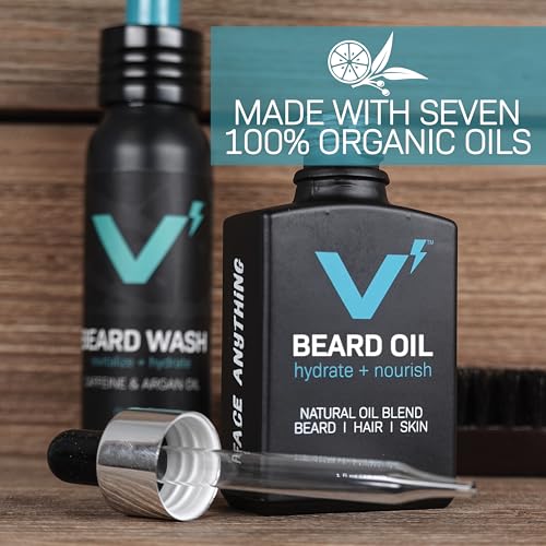 VOLT Beard Oil for Men, All-Natural Vegan Beard Care Moisturizer Formula with Essential Oils For Beards, Hair, Skin Argan & Jojoba Oil, Hydrates, Nourishes & Adds Shine, Drift Scent, 1 Oz Glass Bottle
