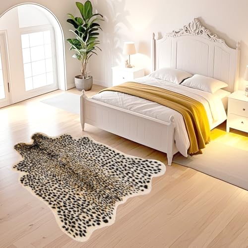 Asuprui Faux Leopard Rug 6'7" x 5'4" – Realistic Cheetah Print Area Rug, Bedroom Decor