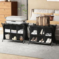 Foldable Luggage Rack with Storage Shelf for Guest Room Black - 2 Pack