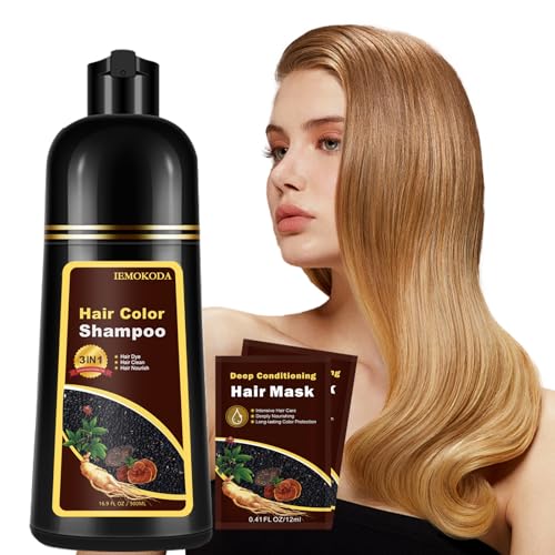 Natural Blonde Brown 3-in-1 Hair Dye Shampoo with Quick Color in 10-15 Mins - Blonde Brown Variation