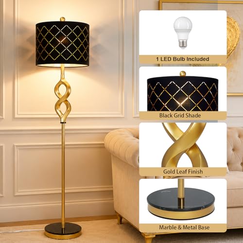 Black & Gold 65-Inch Modern Sculptural Floor Lamp with 3 Color Temperatures
