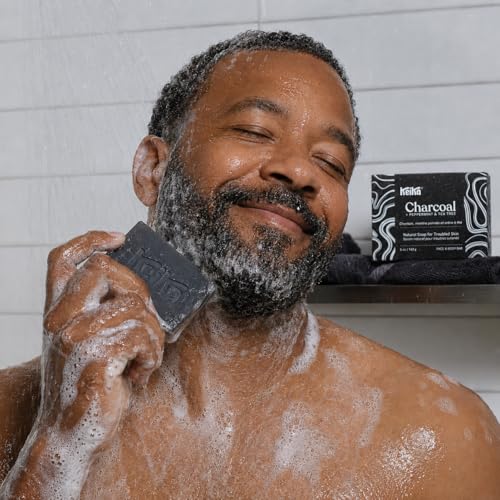 Keika Charcoal Black Soap Bar 6-Pack for Eczema, Psoriasis, Oily Skin - 5 oz