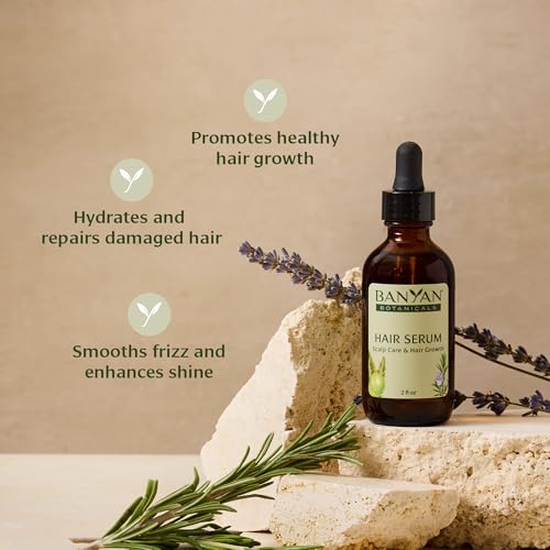 Banyan Botanicals Ayurvedic Hair Serum with Organic Amla & Rosemary - Nourishing Hair Growth & Shine - 2 fl oz