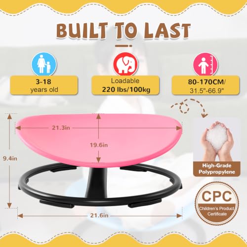 Kids Sensory Spin Chair - Autism Autistic Spectrum Therapy Toy - Pink Round
