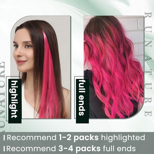 RUNATURE U Tip Hair Extensions Hot Pink 16 Inch 20g 25 Strands - Vibrant Human Hair