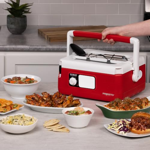 Traveling Slow Cooker 6 Qt Red Locking Lid Portable Family Meal Cooker
