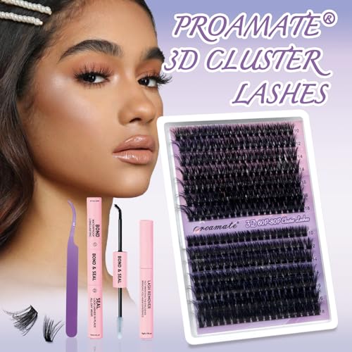 Cluster Lashes Individual Cluster Eyelashes D Curl Mix 10-18mm (60D+80D) Eyelashes Cluster Volume & Dramatic Russian Individual Eye Lashes for Beginners (60D+80D Lash kit with Remover)