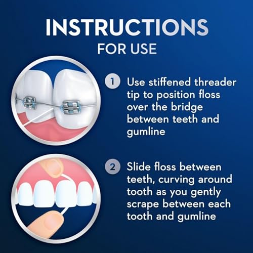 Oral-B Threader Floss Pack of 3 - 30 Count with 6 Envelopes for Braces & Implants