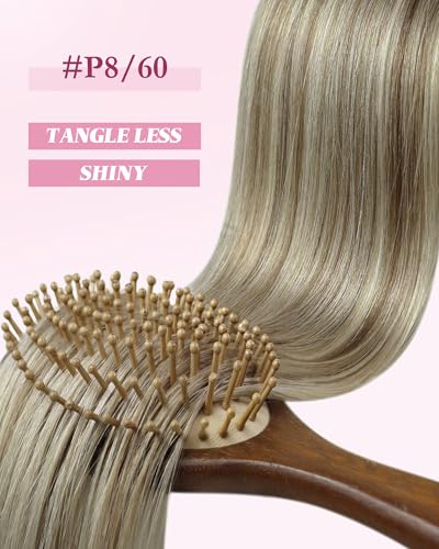 YoungSee Micro Bead Hair Extensions Highlight Microlink Human Hair Light Brown Blonde 14 Inch Variation P8A/60, 57g