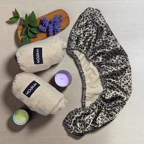 Champagne Satin Plopping Towel for Curly Hair - Adjustable Microfiber Hair Wrap, Prevents Frizz & Damage