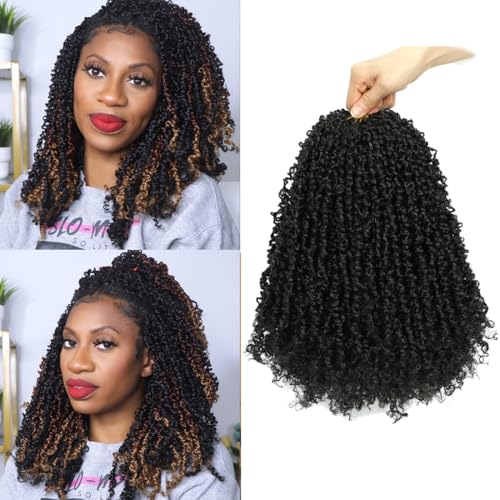 Youngther Yanky Twist Crochet Hair 12 Inch 6 Pack Black (1B) - Natural Style