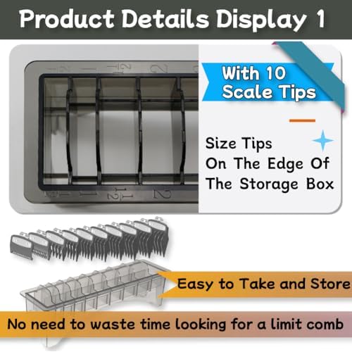 Clipper Guard Holder£¬Clipper Holder with 10 Slots Barber Accessories Barber Supplies Professional Organizer Hair Clipper Guards Set Fits for Clipper Guard with Color Coded£¨1/16"-1"£©