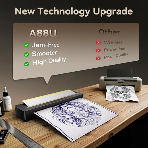 Tattoo Stencil Printer for Beginners - Matte Black, Portable Bluetooth Design