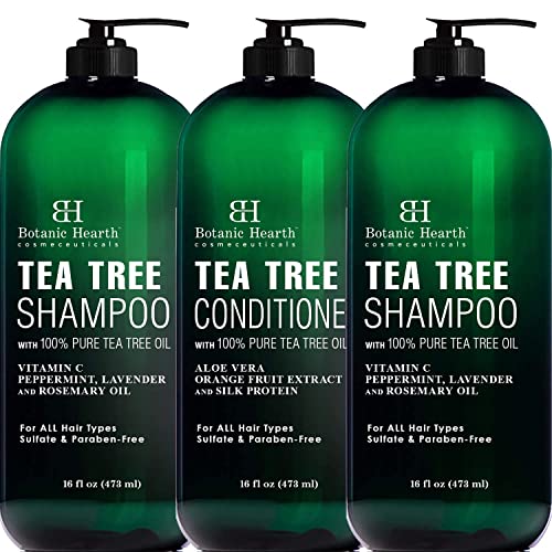Tea Tree Shampoo & Conditioner Set for Dry Scalp - 16 oz Bundle