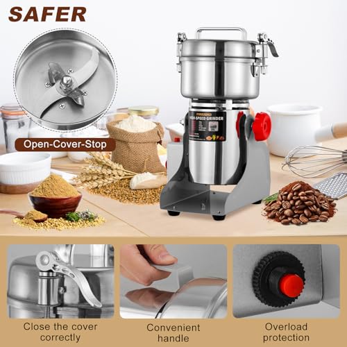 Electric Grain Mill Grinder 800g Stainless Steel Food Flour Mill for Home Use