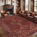 Dark Red 5x7 Washable Area Rug - Oriental Non Slip Living Room Carpet