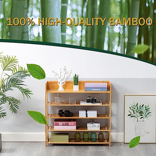 Nature 5-Tier Bamboo Shoe Rack Organizer - 31.40''L Entryway Storage