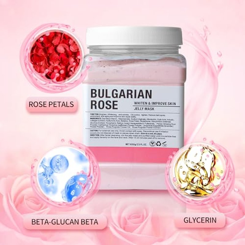 Jelly Mask for Facials Professional, Hydrating & Moisturizing Peel-Off Natural Gel Face Mask SkinCare, Professional Spa Use Jelly Face Masks, Deep Hydration & Glow 23 Fl Oz (Bulgarian Rose)