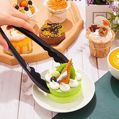 150 Pack Black Plastic Serving Tongs 9 Inch Disposable Kitchen Utensils