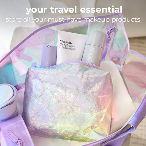 Iridescent Crinkle Makeup Bag - Water-Proof Tyvek Cosmetic Organizer