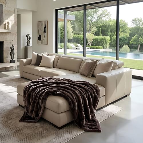 Mon Chateau 60x70 Chestnut Faux Fur Throw Blanket - Hearthside Reversible
