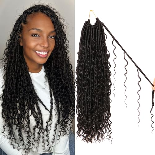Goddess Faux Locs Crochet Hair 18 Inch - Boho Soft Locs for Black Women, Pack of 8, #1B Variation