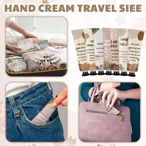 Loopeer 48 Pcs Positive Affirmation Gifts Bulk Hand Cream Gift Set Small Motivational Stress Relief Gift for Coworker Staff Teacher Nurse Women Dry Cracked Hands Travel Size Moisturizing