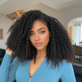 16 Inch Human Hair Lace Front Wigs Afro Kinky Curly 13x6 HD Glueless Wig - Natural Look