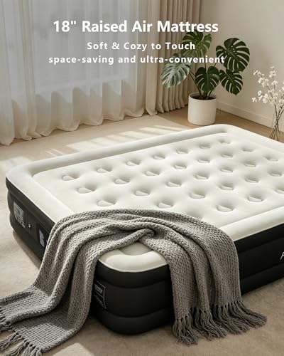 Queen Air Mattress with Built-In Pump - 18" Height, Supports 800 lbs, Black - Variation of Black / Queen