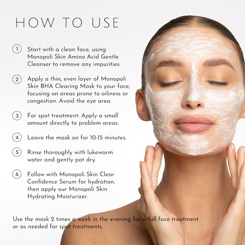 MONOPOLI Skin BHA Clay Mask | Luxurious Detox and Hydration | Manicouagan Clay & Hydrating Agents | Suitable for All Skin Types Needing a Refresh | Single 100g