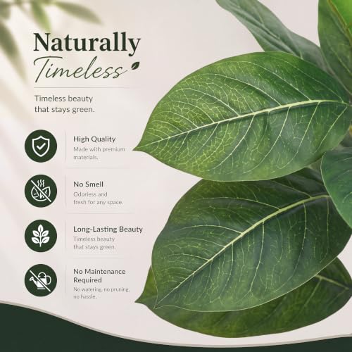 5FT Artificial Ficus Tree Indoor with White Pot - Realistic Faux Plant for Home & Office
