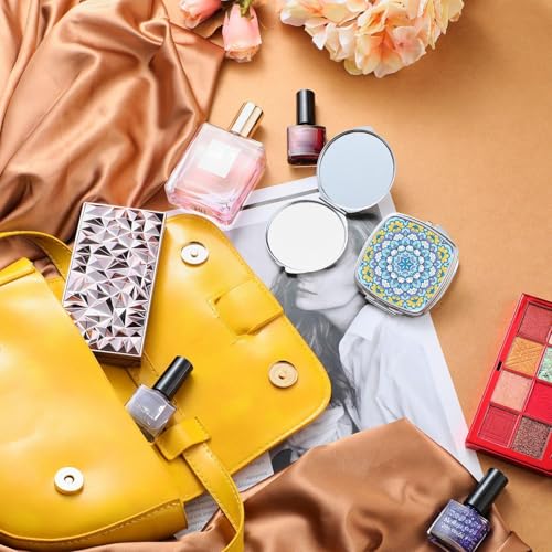 12 Pcs Sublimation Compact Mirrors Set - Round & Square Shape Makeup Mirrors
