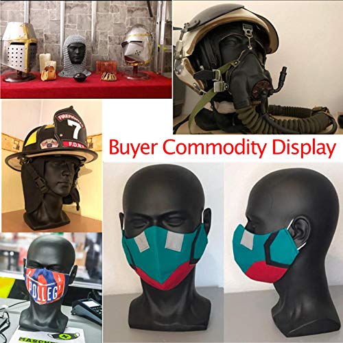 FanLin Male Mannequin Head Display Stand for Wigs Hats Glasses Jewelry - Matte Black