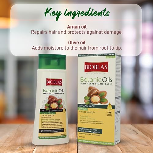 BIOBLAS Argan & Organic Olive Oil Shampoo 12oz Pack of 2 - Hydrating Repairing