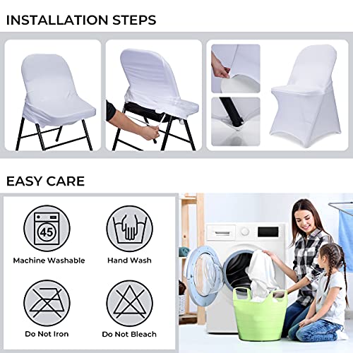 White Stretch Folding Chair Covers 50PCS for Wedding & Events - Babenest