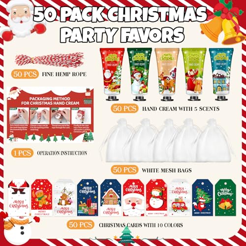 Christmas Hand Cream Gift Set with Organza Bags for Women - 50 Pack