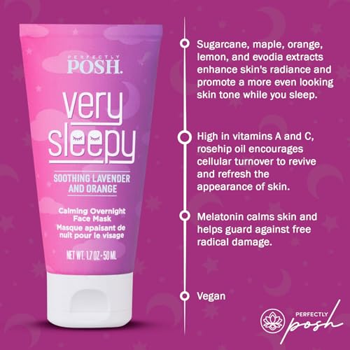 Perfectly Posh - Very Sleepy Overnight Face Mask - Hydrating Night Mask with Lavender and Hyaluronic Acid for Radiant Skin - 50ml