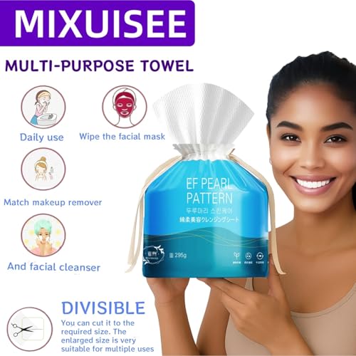 70 Count Disposable Cotton Face Towels with Hanging Design - Soft, Sensitive Skin Friendly